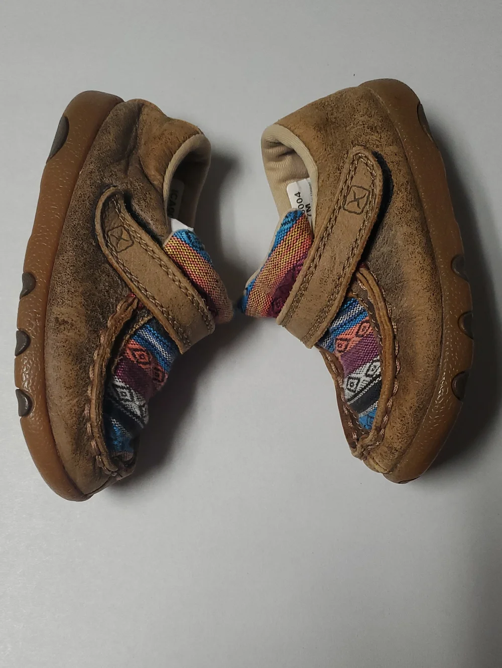 Twisted X Unisex Infant Driving Brown Moccasin Shoe with Colorful Woven Accent 7
